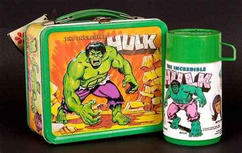 hulk metal lunch box|Incredible Hulk Metal Lunchbox with Thermos 1978 .